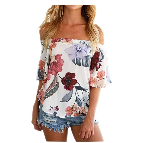 S. the Widow Tops - ADELAIDE Off Shoulder Floral Blouse